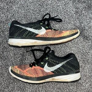 Nike Flyknit Lunar 3 Running Shoes Orange Black Gray #698182-007 8.5 Women’s 7 M